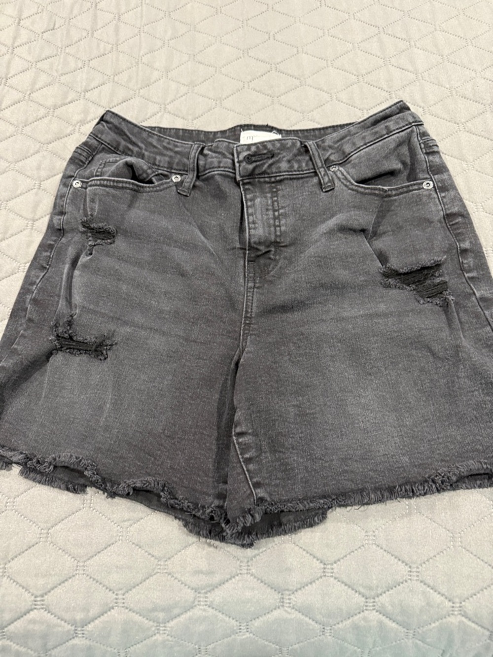 Maurices Black Distressed Denim Shorts
